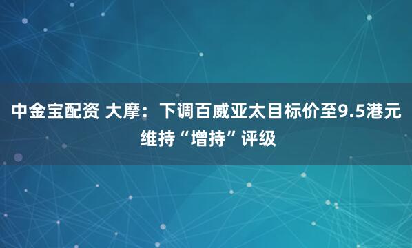 中金宝配资 大摩：下调百威亚太目标价至9.5港元 维持“增持”评级